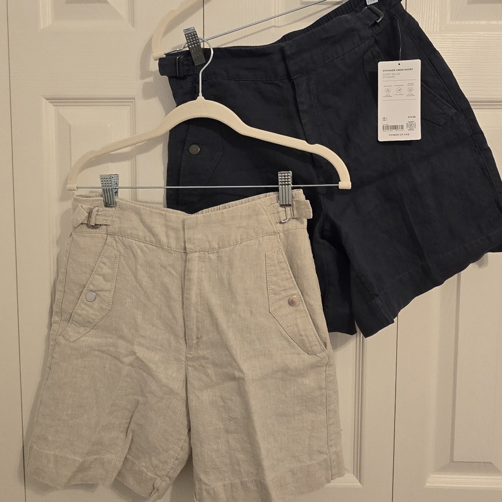 BOGO. Athleta 2 pair $30 NWT Athleta Voyage Linen Short, Granite & Beige Size 2